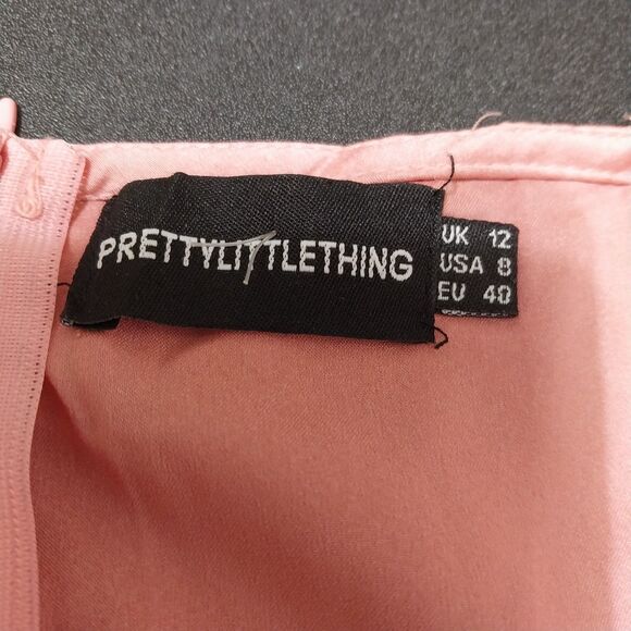 PrettyLittleThing dress Womens 8 rose pink satiny slip midi spaghetti strap - Picture 4 of 9